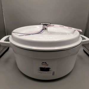STAUB Cast Iron 4-qt Round Cocotte - White
